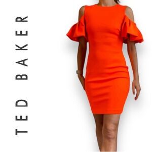 Ted Baker Salnie Extreme Cut out Dress Size 1 Orange